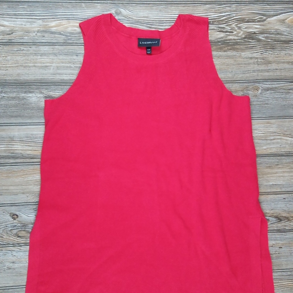 Lane Bryant Soft Knit Flowy Red Lightweight Sleeveless Sweater Tank Top